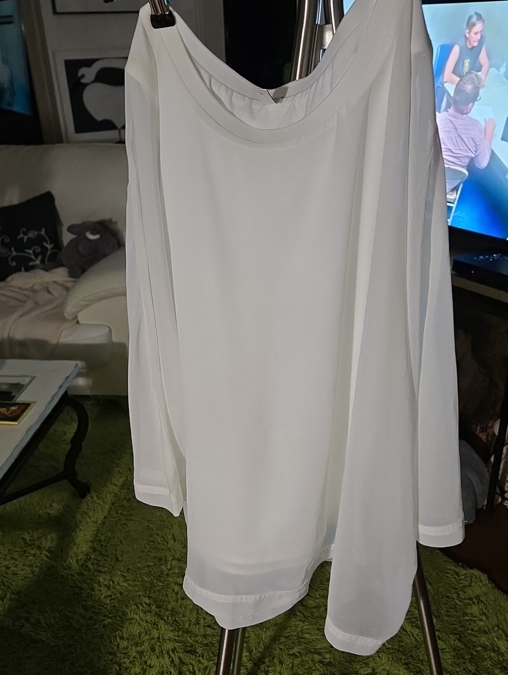 Lightweight Women's White Blouse - Classic Boat Neck